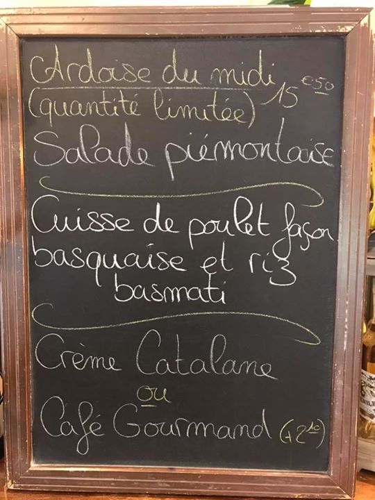 L’ardoise du midi à 15€50.